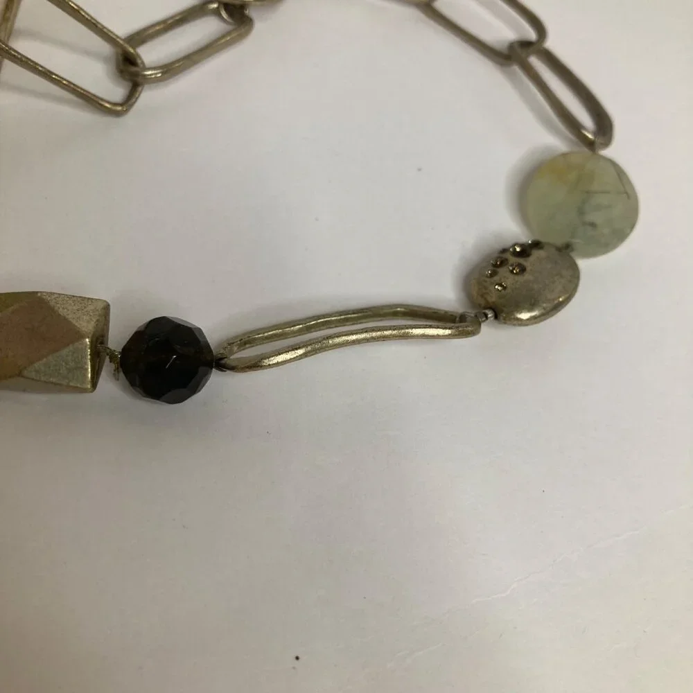 Womens Vintage Sigrid Olsen Lucite Metal Stone Beaded Necklace Earrings Toggle C